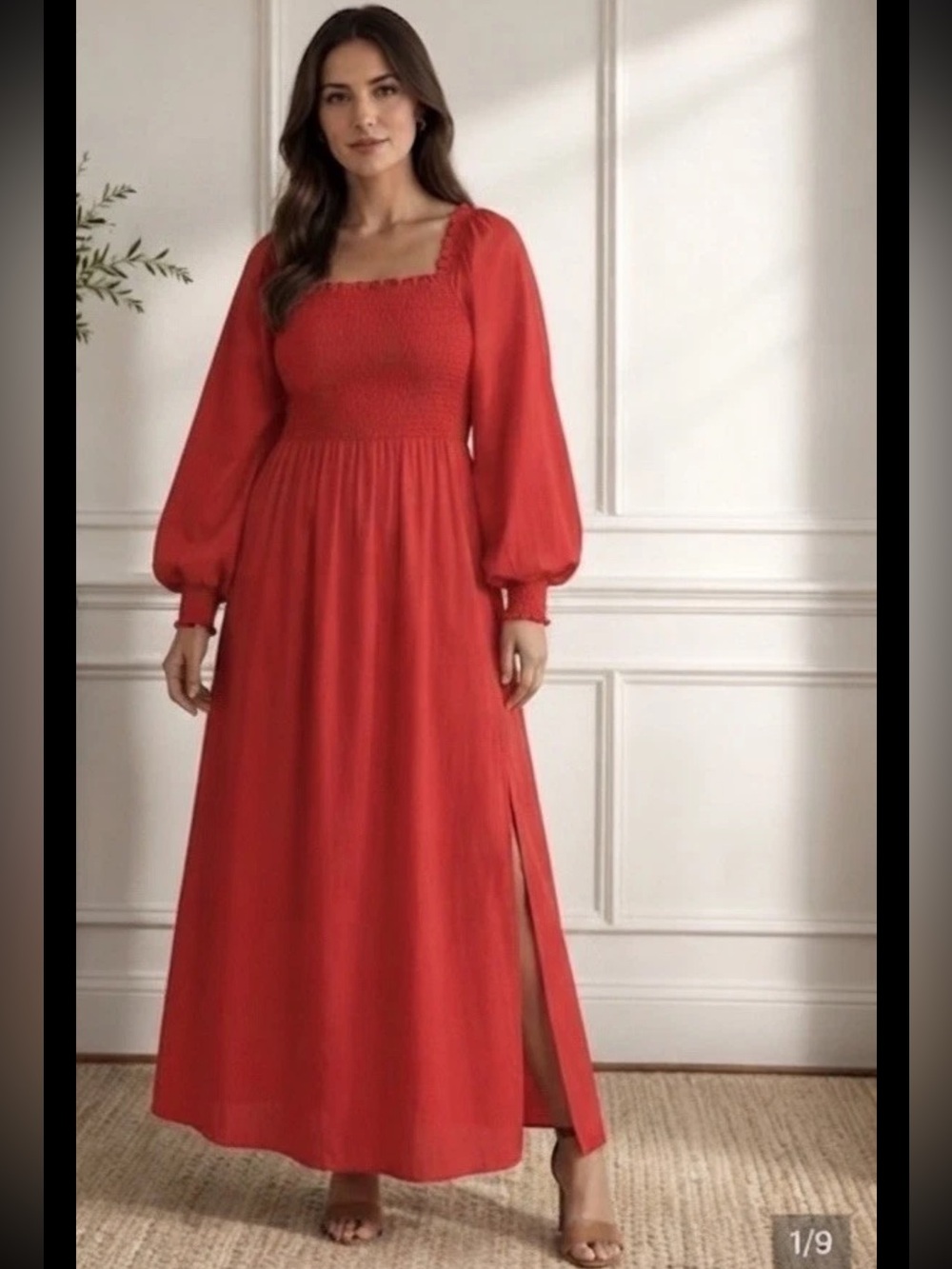 La Ligne x Target Red Smocked Bodice Midi Maxi Dress Plus Size 2X 3X Cottagecore